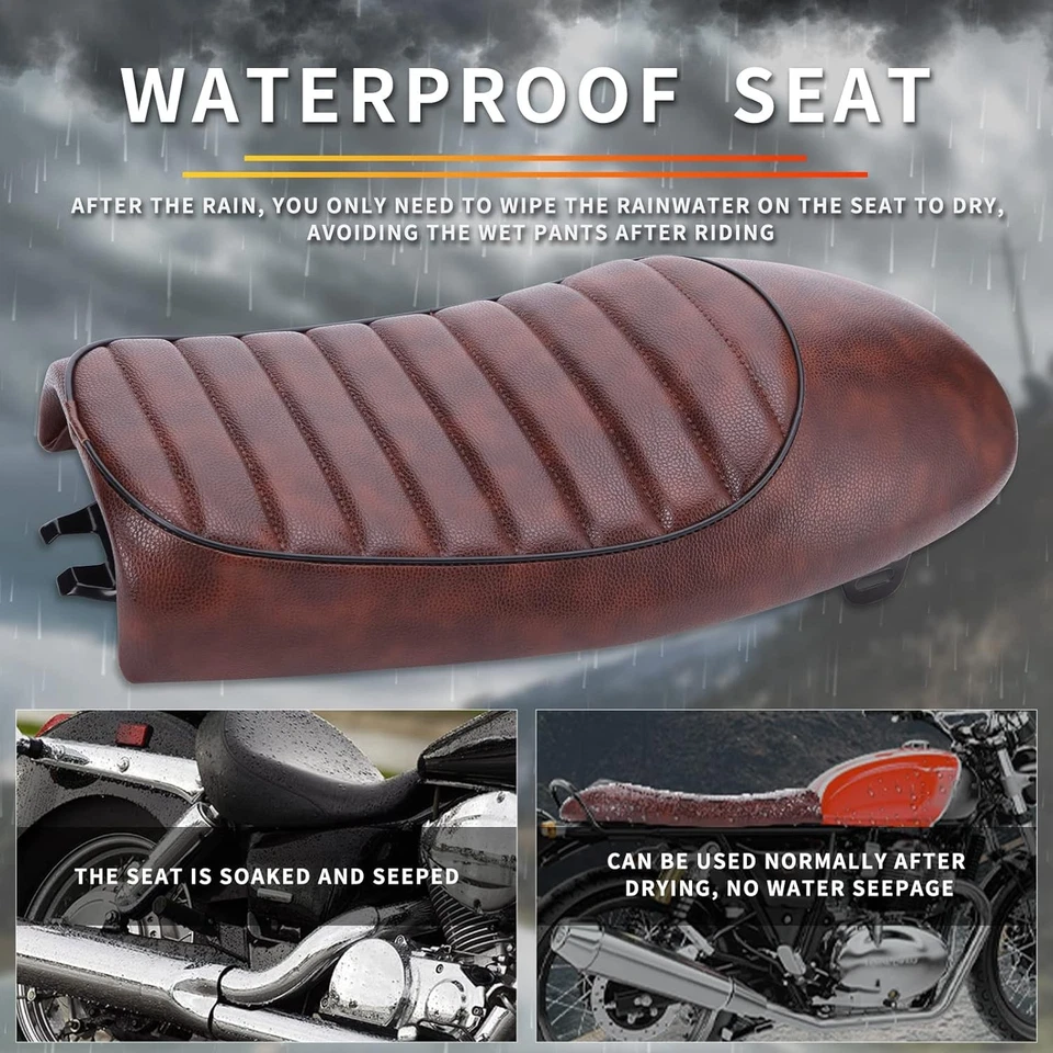 For Honda CB Kawasaki KZ Triumph Bonneville Leather Cafe Racer Seat Hump Saddle - Image 4 of 4