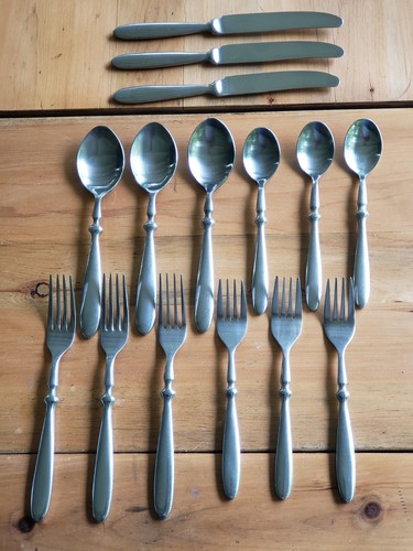 PlaceSetting for 3 15 piece Hampton Silversmiths Bistro stainless steel flatware