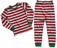 ELOWEL Red, White, Green Striped Pajamas Set Unisex Kid's Boys / Girls Size 7