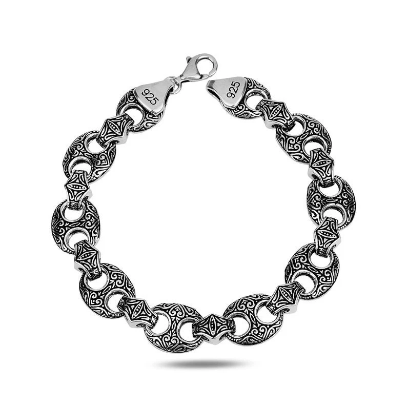 925 Silver Sailor Handmade Heavy Link Chain Bracelet - Image 2 of 3