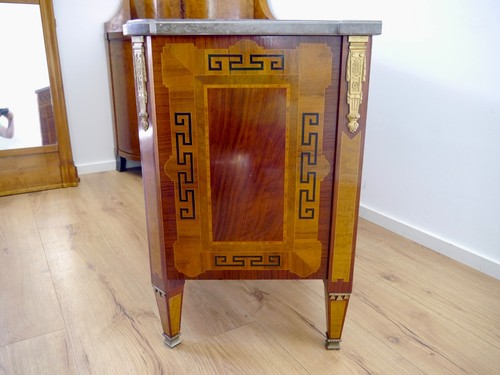 Klassizismus Biedermeier Kommode mit Bronze Beschlägen und Marmorplatte um 1950 - Bild 20 von 24