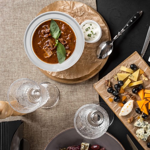 Cuencos blancos con borde plateado - 5 onzas - 50 unidades - plástico duro - desechables o... - Imagen 3 de 6