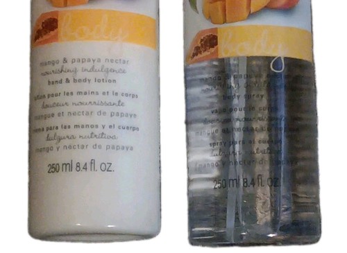 Set Of 2 NEW Avon Naturals Mango & Papaya Nectar Body Lotion & Body Spray - Picture 5 of 7