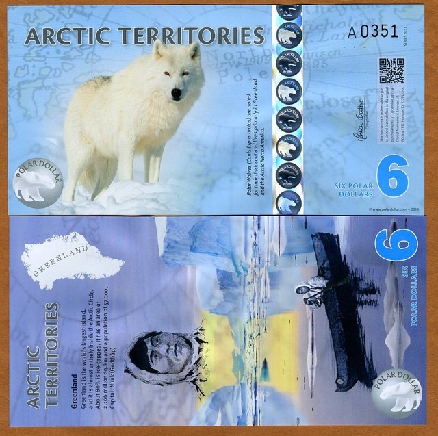$6 UNC /> Polar Wolf Polymer 2013 Arctic Territories