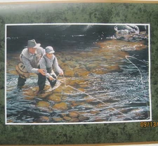 FATHER & SON FISHING RETRIEVER DOG Wallpaper Border 9"