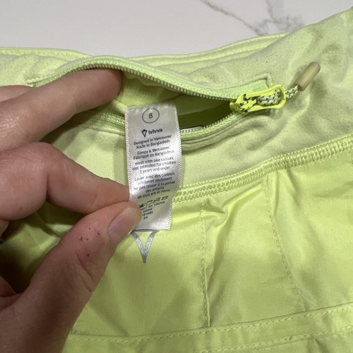 IVIVVA by Lululemon 8 Set The Pace Skirt Skort Pleated Neon Yellow Ruffle - Picture 4 of 9