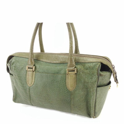 Furdi Mini Boston Bag Ostrich Kagiri Leather Authentic Used