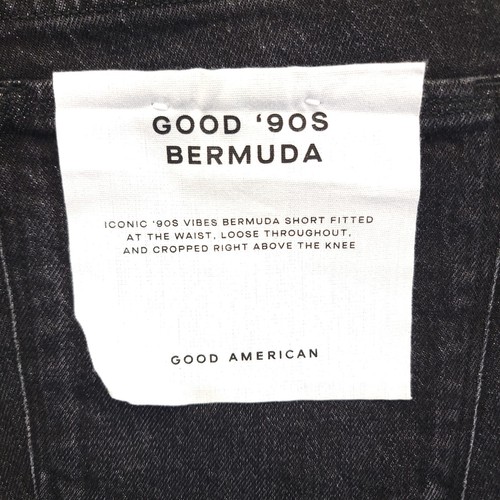 Good American Shorts Womens 0 Black Good 90s Bermuda Denim Distressed Casual - Picture 11 of 19