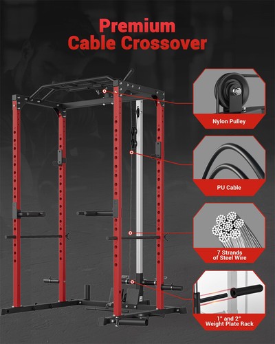 Power Cage 1200LBS Capacity Squat Rack with Pulley System Multifunctional Power - Picture 6 of 8