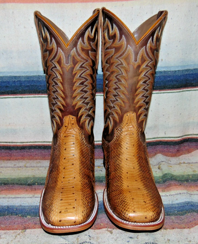 Mens Rujo The Victor Brown Watersnake Leather Cowboy Boots 8 D New in Box - Picture 2 of 6