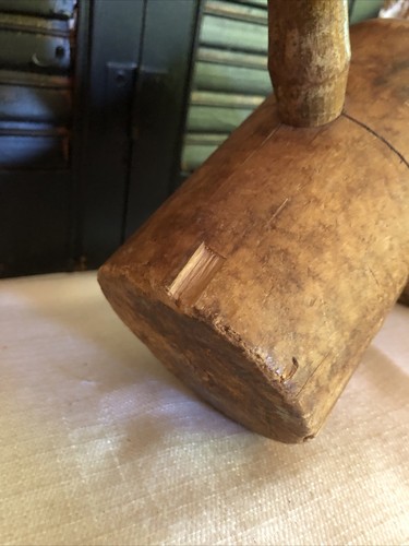 Antique 1800s Large Wood Mallet Dough Potato Smasher Patina Country Kitchen AAFA - Picture 7 of 15
