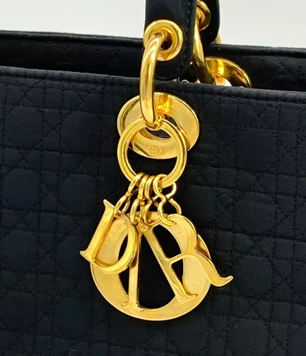 Christian Dior Vintage Lady Dior Nylon Handbag Purse,Color Black(MINT CONDITION) - Picture 4 of 14