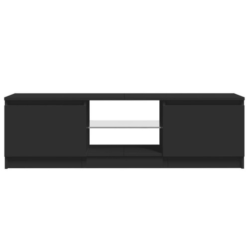 Black TV Cabinet Bench Media Unit Stand with LED Lights - 120x30x35.5 cm - Picture 9 of 10