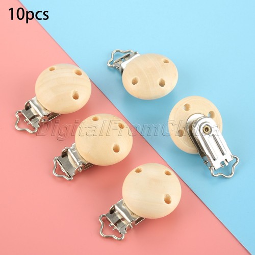 5/10/50/100Pcs 4 Colors Baby Pacifier Soother Clips Wooden 3 Holes Can Chew - Picture 10 of 24