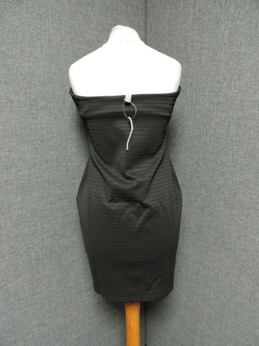 ASOS PETITE Bandeau Bodycon in Rib with Zip Front Black UK 12 LN021 HH 11 - Picture 2 of 3