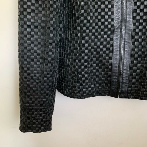 Marvin Richards Jacke Moto Crop kariert Leder Wildleder Kaninchenkragen gefüttert XL - Bild 6 von 10