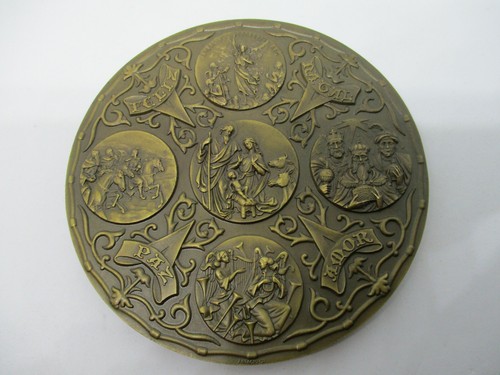 Gran Medalla de Bronce de Navidad 1986 Paz y Amor Portugal Felices Fiestas - Imagen 6 de 10