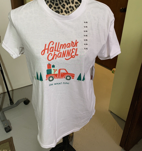 Hallmark Channel Women's Holidays T-shirt NWT Graphic Short Sleeve White Size L