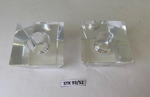 Exquisite Pair Lead Crystal Block Taper Candle Holders w/ Beveled Edges - Picture 12 of 12