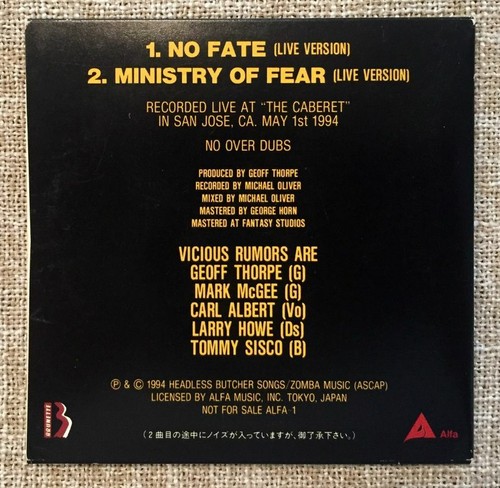 Vicious Rumors - Word Of Mouth + 2 Bonus + Bonus 3" CD (Japan First Press w/OBI) - Picture 6 of 6