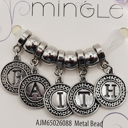FAITH Round Silver Tone Metal Reversible Bead Charms Mix and Mingle 9 Piece - Picture 2 of 12