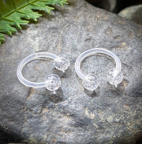 PAIR Ultra Glitter Flexible Circular Barbells Septum Eyebrow Nipple Tragus Ring - Picture 10 of 13