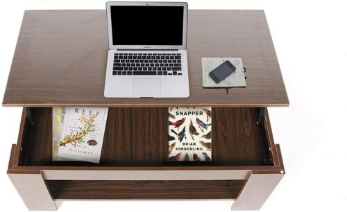 WoodPod Lift Top Coffee Table with Hidden Compartment and Storage Shelf - Picture 4 of 9
