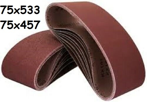 Sanding Belts - 75mm x 457mm - 75mm x 533mm - 40 60 80 120 Grit - Belt Sander Sanding Belts - 75mm x 457mm - 75mm x 533mm - 40 60 80 120 Grit - Belt Sander