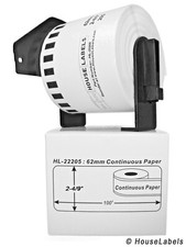 Non-OEM Fits BROTHER DK-2205 Continuous Labels - (24) Rolls of 100' + (1) FRAME