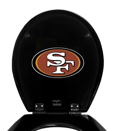 Runder Toilettensitz NFL Football Logo Aufkleber auf schwarzem Finish Massivholz Deckel Abdeckung - Bild 2 von 79