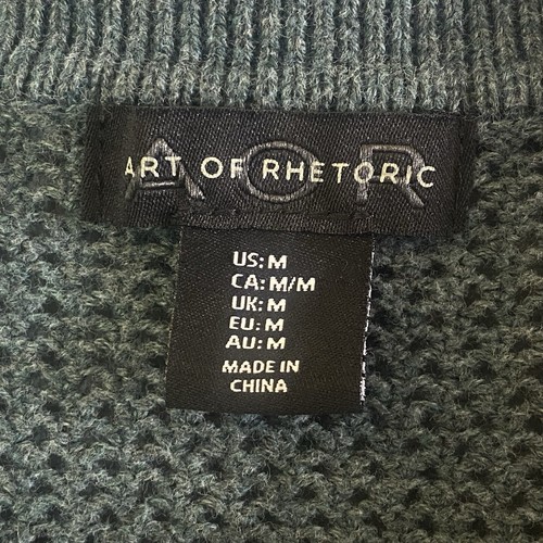ART OF RHETORIC Men Polo Shirt Sz M Green Crochet Knit Collar Short Sleeve 5-23 - Picture 6 of 8
