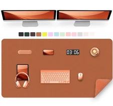 Large Desk Pad 47.2" x 17" PU Leather Desk Mat for Desktop Non-Slip Office De...