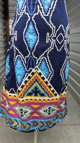 JULIE BROWN Medium Dress Smooth Stretch Wrap Geo Diamond Sleeveless - Picture 3 of 10