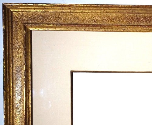 22K GOLD LEAF FLAT PANEL PICTURE FRAME w/ 1 PC HAND WRAPPED LINEN LINER 14 X 19 - Picture 4 of 8