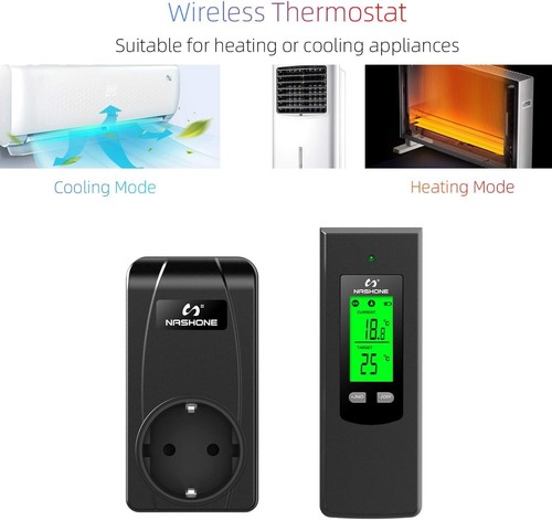 NASHONE Kabelloser Temperaturregler mit LCD-Display und Fernbedienung, 230V - Bild 5 von 9