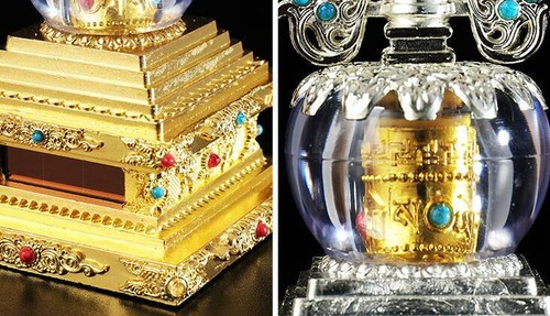 14.5cm Ancient Tibetan Buddhist Stupa  Copper Pagoda Buddha Tower Decor - Picture 5 of 8