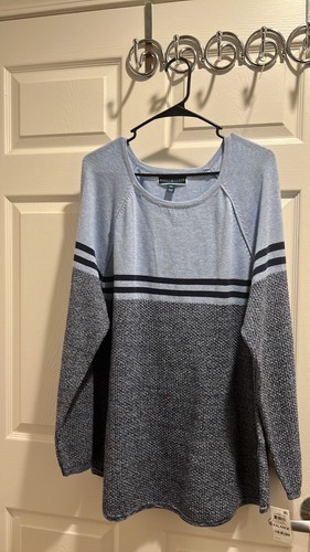 Karen Scott Womens Plus Ribbed Trim Sweater Regular Size XXL Blue - Picture 2 of 6