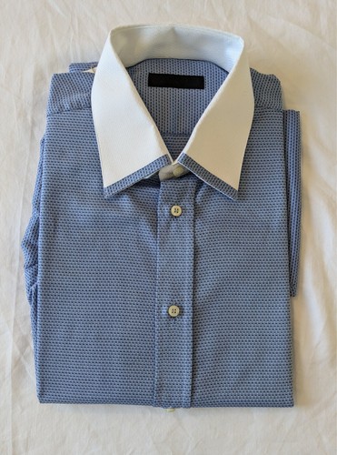Brandolini Dress Shirt Medium Blue with White Contrast Collar/Cuffs Men's 15.5