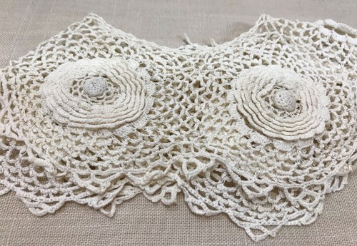 Antique Lace Dress Collar Vintage Crochet Handmade Dress Decor & Access. Ivory - Picture 8 of 8