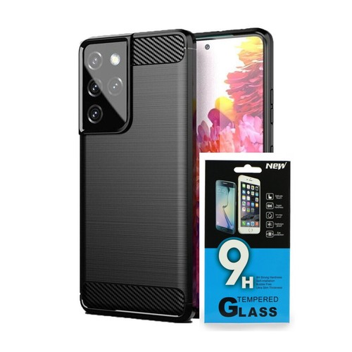 Custodia cellulare stile carbonio silicone cover case nera + opzione protezione vetro pellicola 9H - Foto 131 di 935