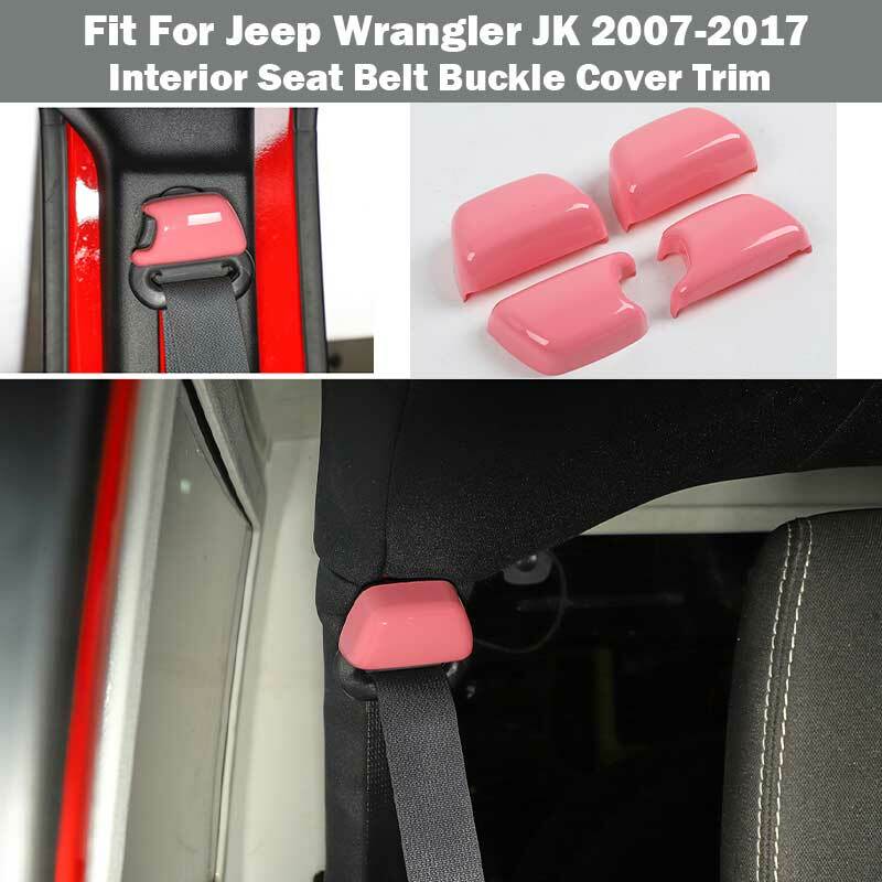 For Jeep Wrangler JK 2007-2017 Pink Car Seat Belt Buckle Adjust Cover Trim  4PC | eBay