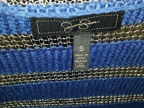 Jessica Simpson Damenpullover blau silber gestreift neu mit Etikett - Bild 3 von 6