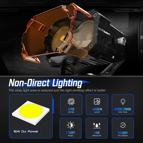 NOVSIGHT 4.5 inch LED Work Light Pods Flood Lamp Off-Road Driving Truck SUV ATV - Picture 7 of 12