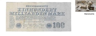1oo Milliards Marks German banknote issued in 26.10.1923 vf