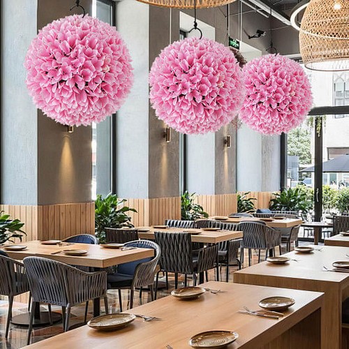 Bolas Topiarias Planta Artificial 2 Piezas Imitación Boj Bolas Decorativas-Rosa-Col - Imagen 5 de 5