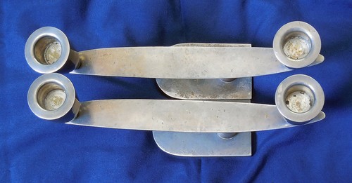 VINTAGE MEXICO STERLING Silver HANDMADE MODERNIST PAIR of CANDLE HOLDERS - Picture 3 of 5