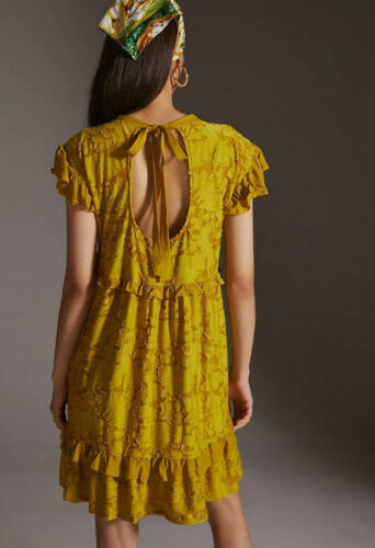 Mini Vestido Anthropologie Tejido con Volantes Talla S Nuevo con Etiquetas - Imagen 2 de 6