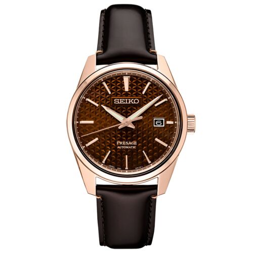SEIKO Presage Sharp Edged Series SPB170J1 Rose Gold Tone Case Brown Dial Watch - Picture 2 of 12