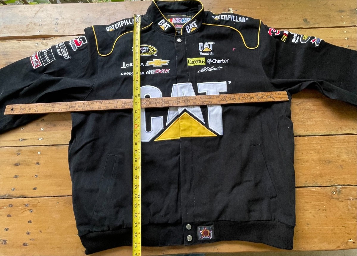 Vintage JH Design CAT Jeff Burton Nascar Racing Jacket Black