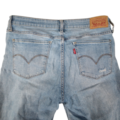 Pantalones de mezclilla ajustados Levis 711 para mujer 30 32x31 lavado ligero tiro medio elástico pierna recta - Imagen 8 de 18